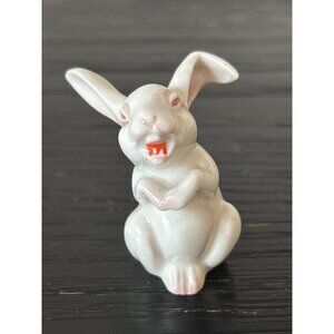 VTG Rosenthal Germany Porcelain Rabbit Figurine Playful Expression White 1.75"